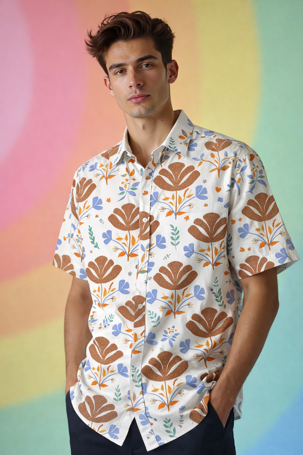 Floral button-up Exclusive Comfort Patterned All Over Print Oversized Shirt