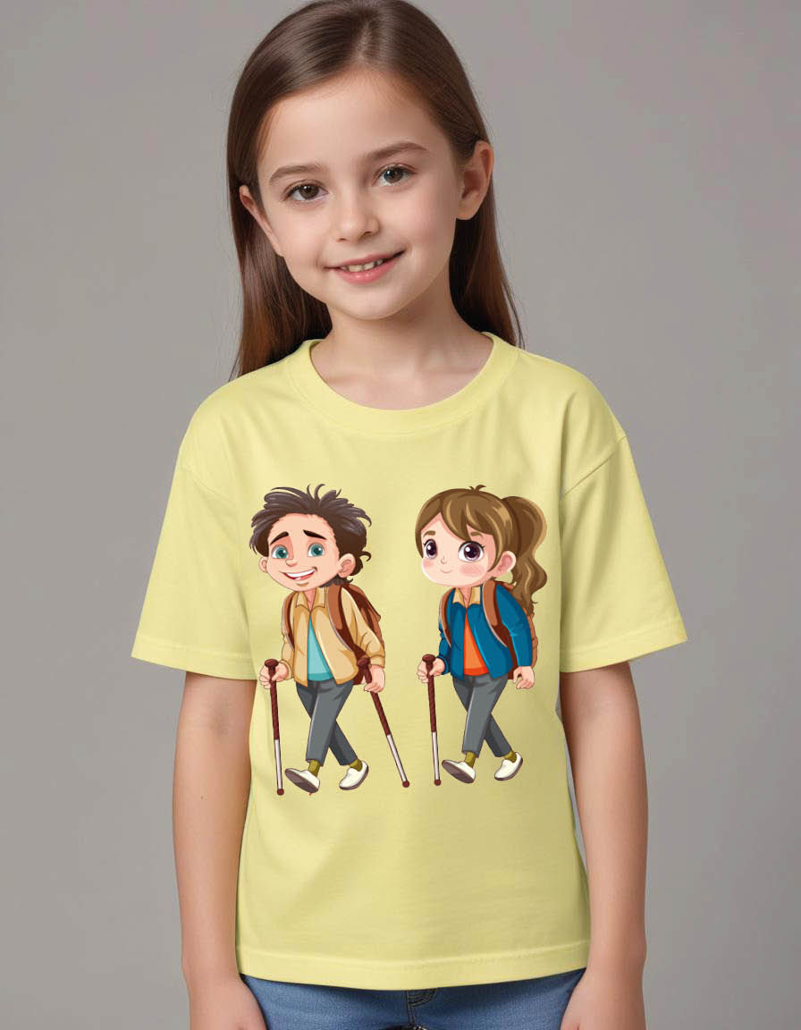 Thumbnail: Boy and girl walking Essential Half Sleeve T-Shirt – Great for Daily Outfits