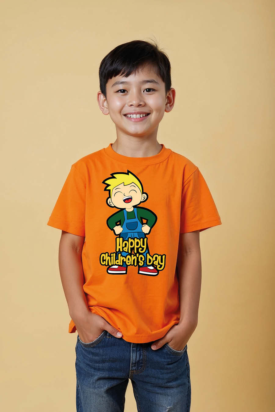 Thumbnail: happy children day Casual Cool Kids T-Shirt – Print Design for Boy & girls