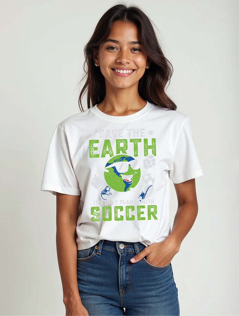 Thumbnail: Save the earth soccer Chic Women’s Printed T-Shirt – Limited Stock