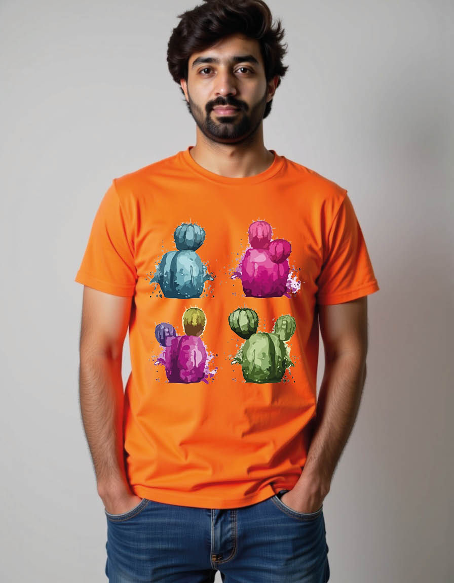 Thumbnail: cactus set cactus watercolor painting package mens printed graphic t shirt