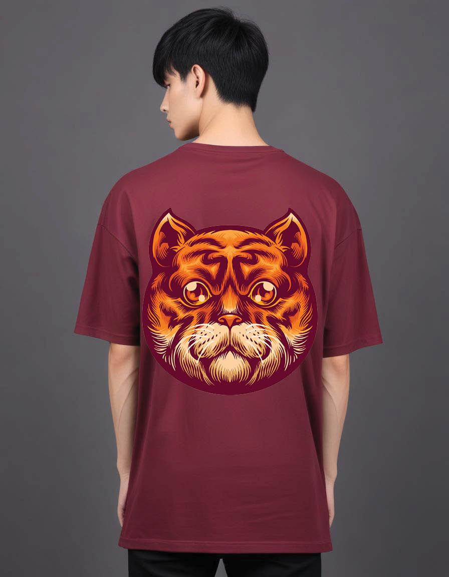 Thumbnail: cute cat head mens Oversized Printed T shirt