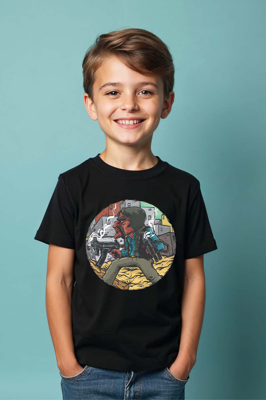 Thumbnail: Cool Street Musician Graphic T-Shirt for Kids – Trendy Unisex Tee for Boys & Gir