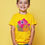 Thumbnail: Cute Cat and Pink Fish Graphic Playful Cartoon Printed T-Shirt for Boys & Girls