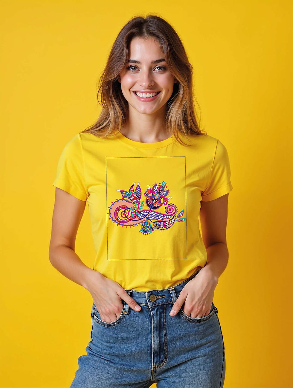 Thumbnail: Bohemian Paisley Swirl Trendy Women’s Printed Graphic Streetwear T-Shirt