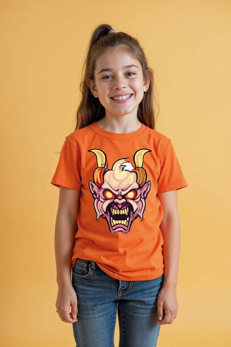 Thumbnail: Angry Horned Demon Kids T-Shirt – Fierce Halloween Monster Graphic Tee