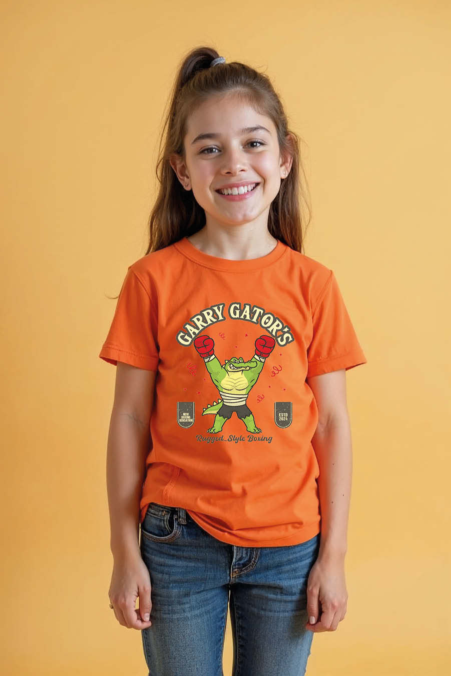 Thumbnail: Garry Gators Boxing Champion Soft Trendy Printed Tee for Kids – Cartoon Print