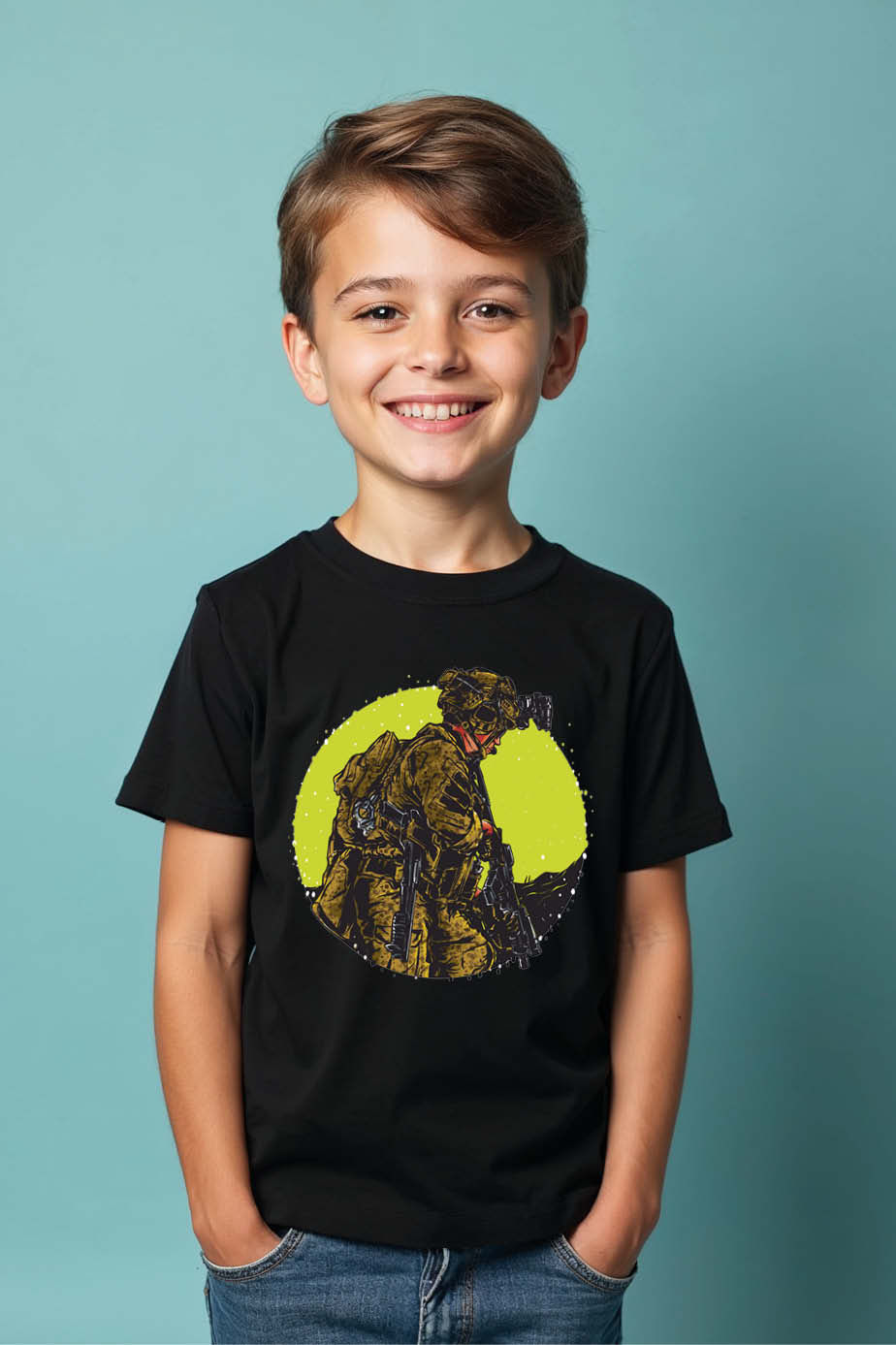 Thumbnail: Brave Soldier Graphic T-Shirt for Kids – Heroic Adventure Tee for Boys and Girls