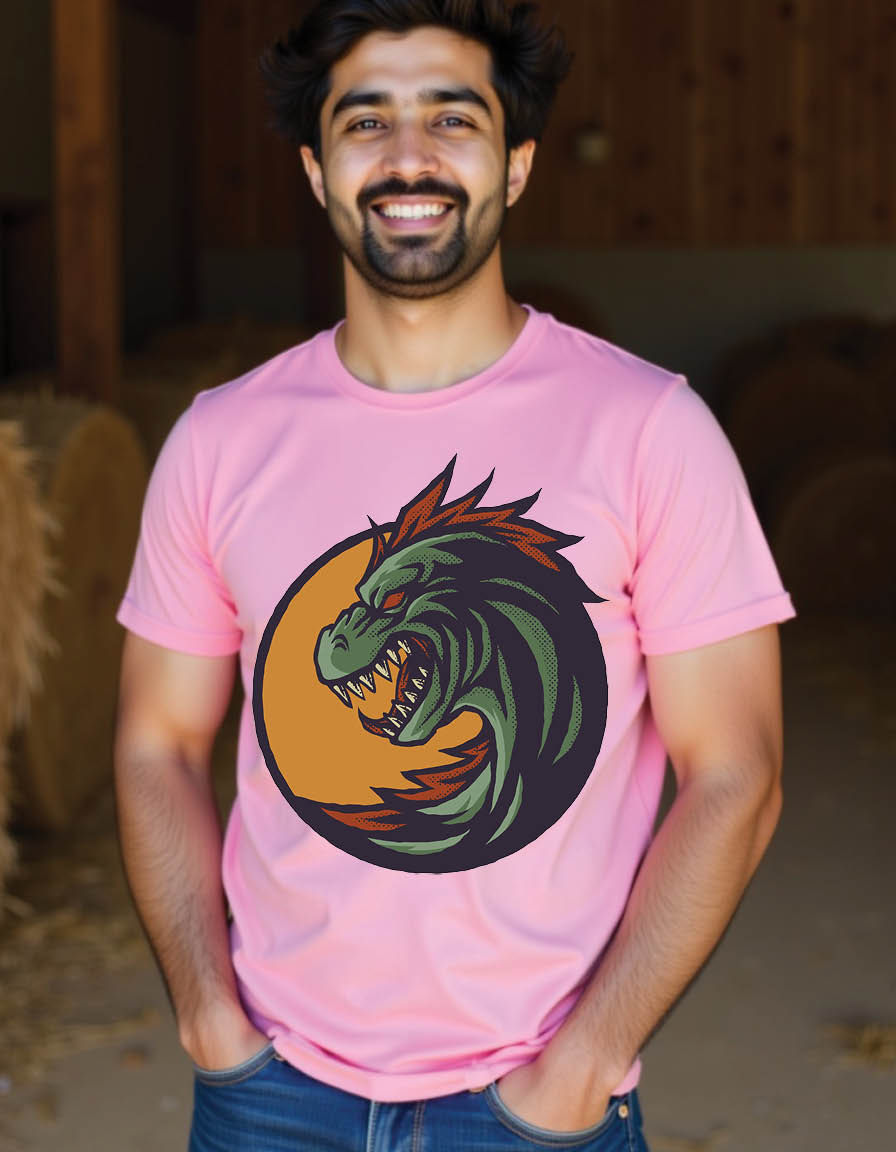Thumbnail: cartoon of green dragon head mens printed graphic t shirts