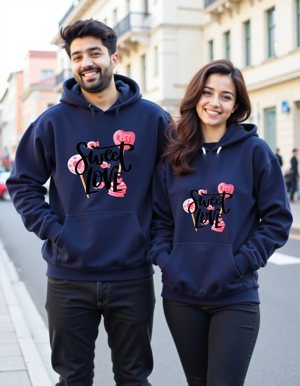 Thumbnail: sweet love Cool Printed Graphic Couple Hoodies