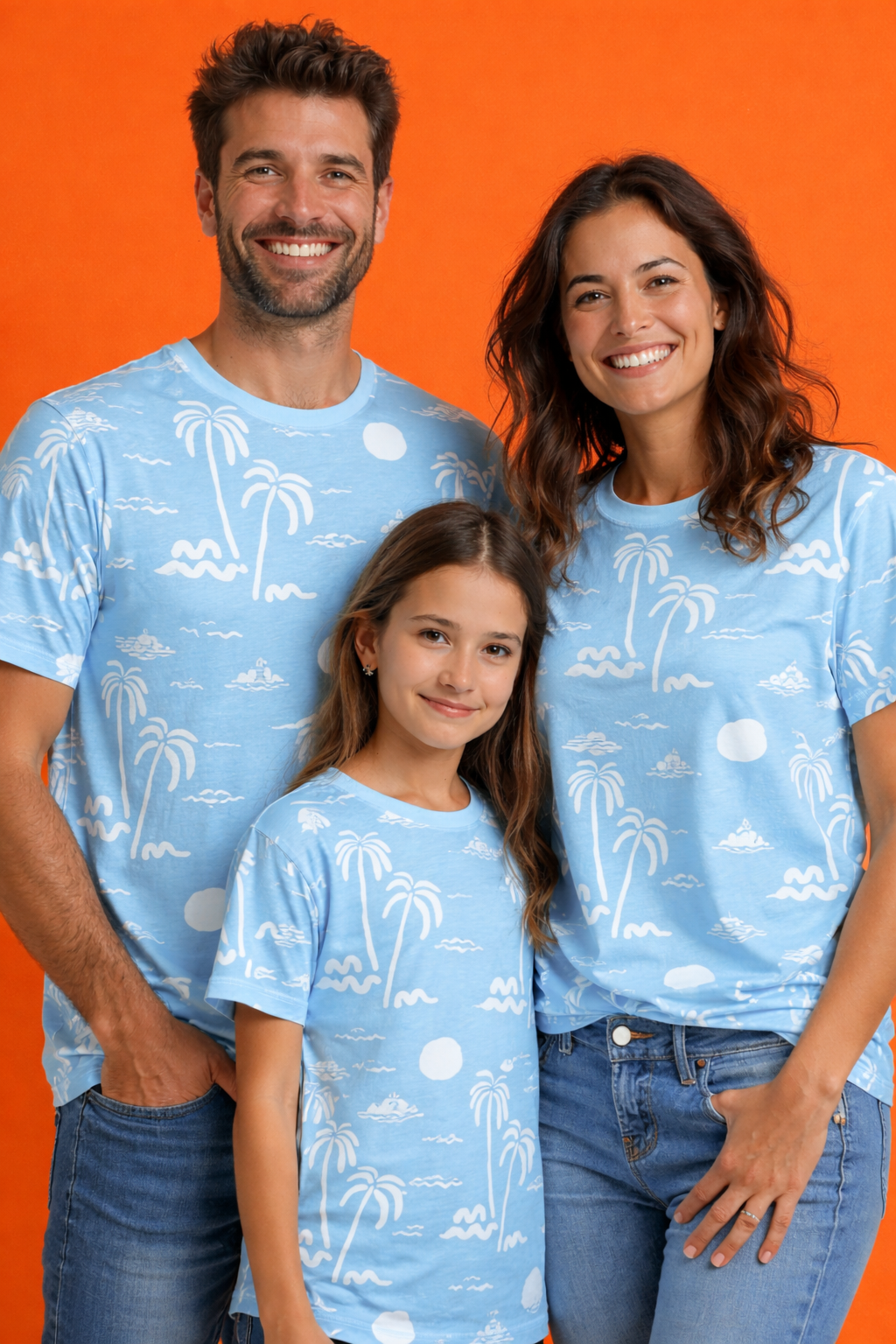 tropical pattern family matching printed T-shirts pack of 3
