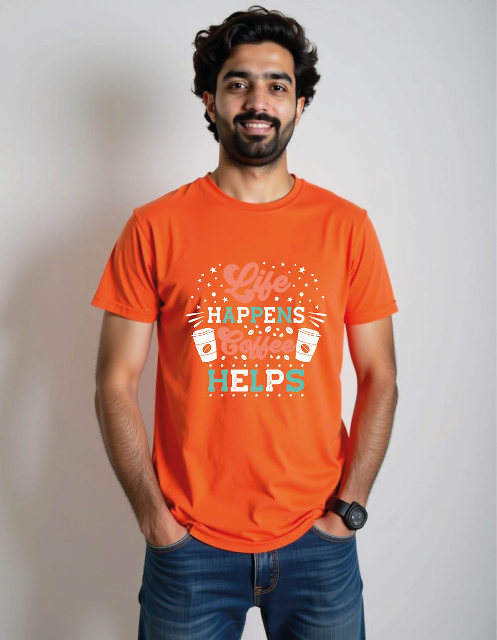 Thumbnail: life happy aftere coffee mens printed graphic t shirts
