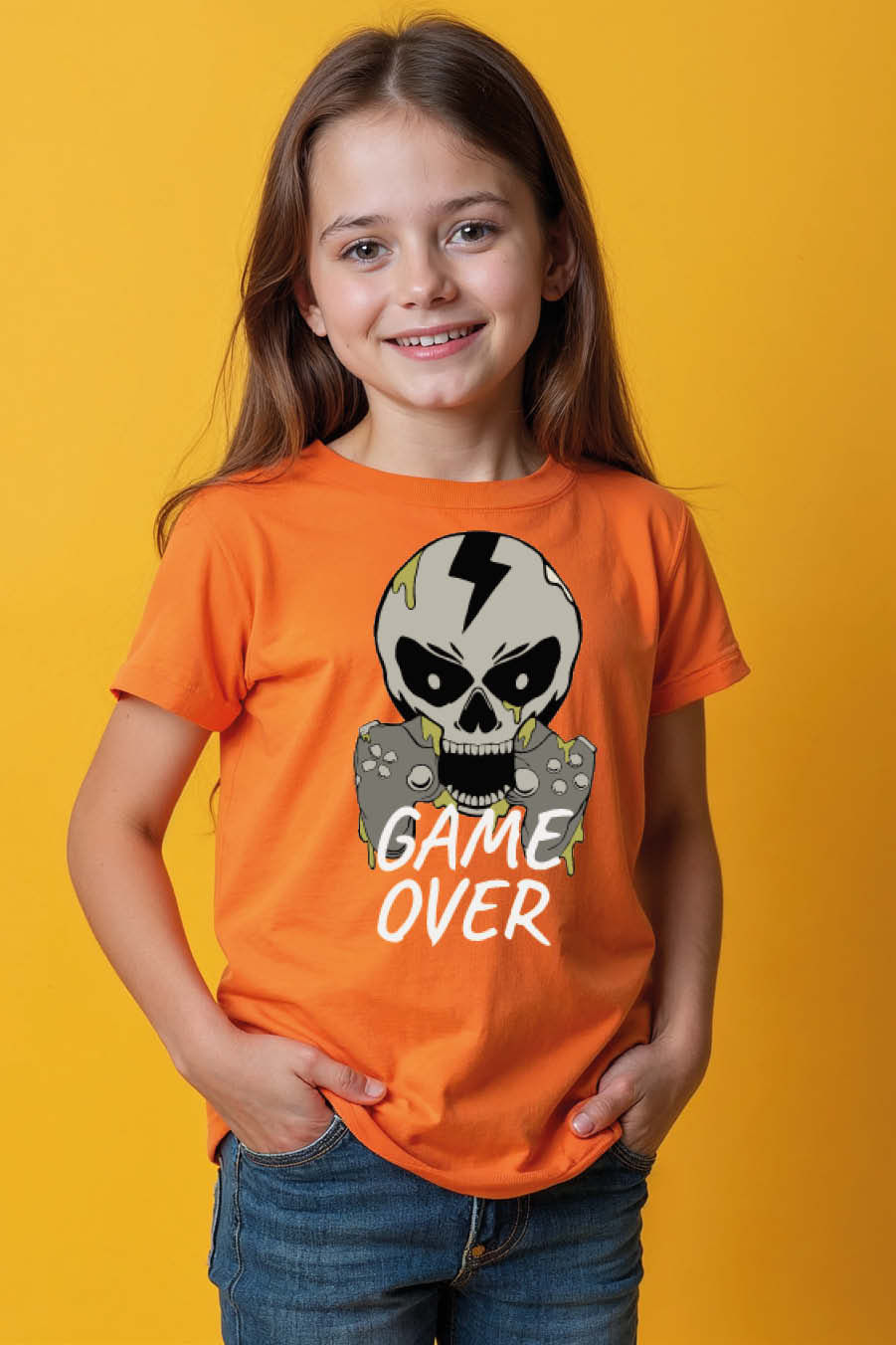 Thumbnail: game over Stylish Kids Graphic Tee – Character Print Design for Boys & Girls