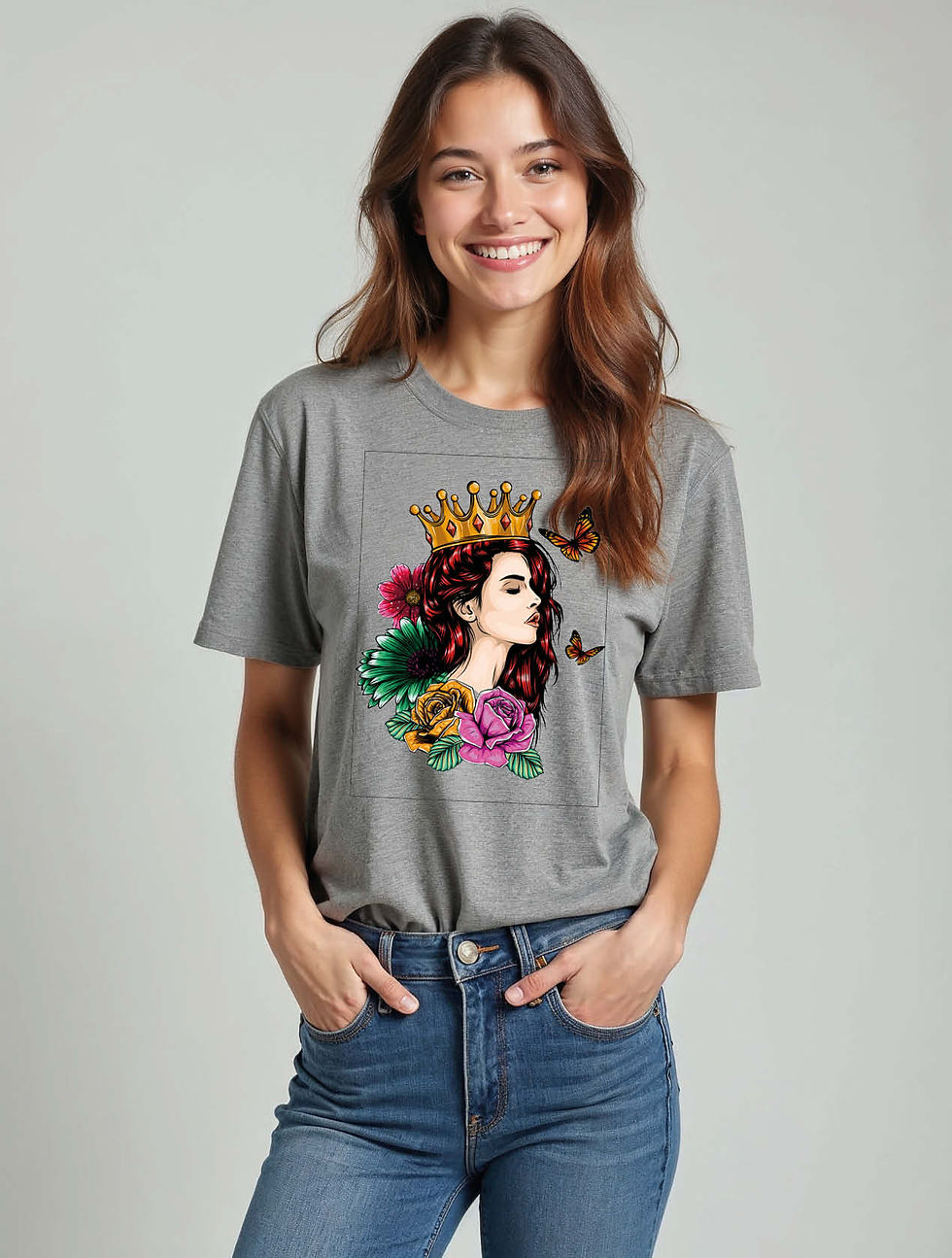 Thumbnail: Royal Bloom Crown Stylish Women’s  Printed Quote T-Shirt – Best Price