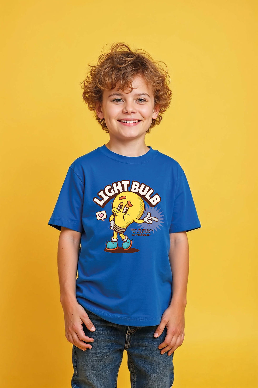 light bulb Modern Kids Graphic Tee – Drawing Print Design for Boys & Girls