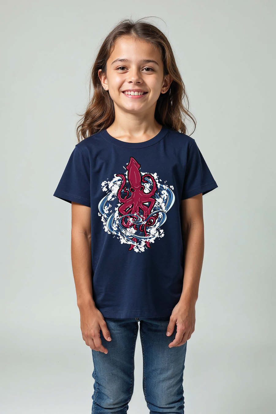 Thumbnail: Ocean Kraken and Waves Graphic T-Shirt  Everyday Stylish Kids Graphic T-Shirt