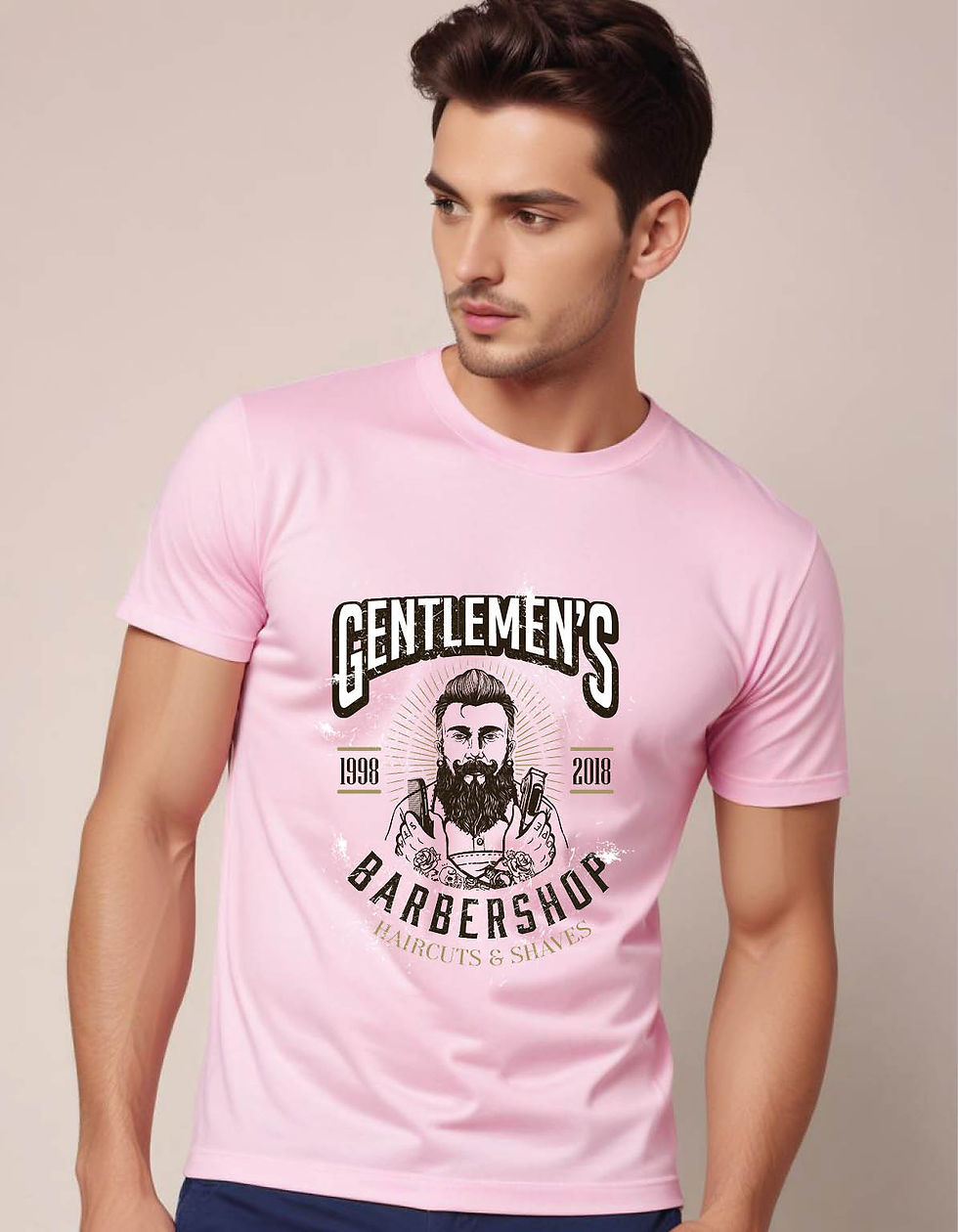 Thumbnail: hand drawn barber shop logo vintage style mens printed graphic t shirt