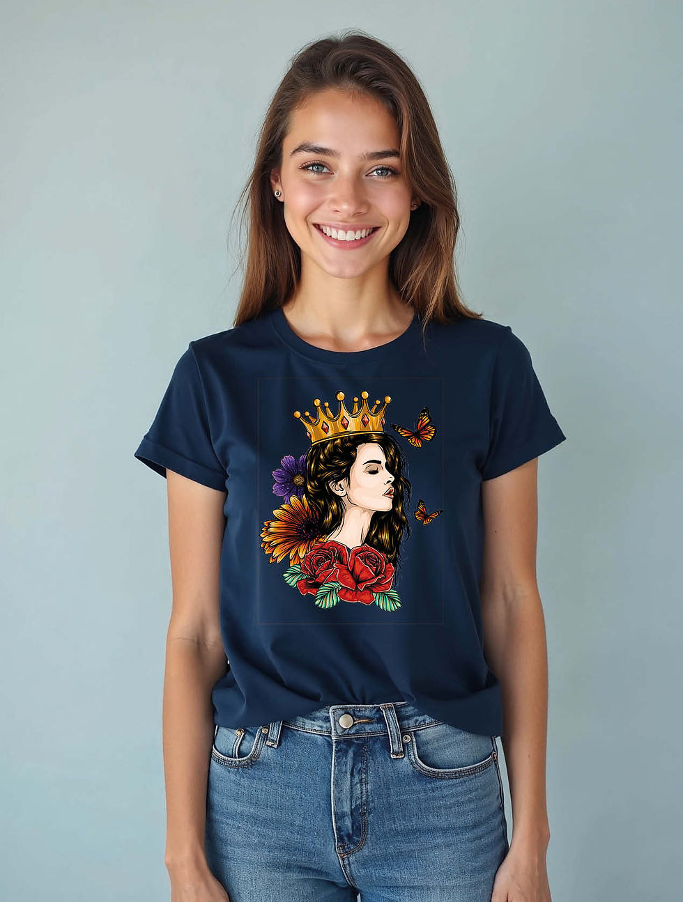Thumbnail: Royal Queen Red Floral Trendy Women’s Printed T-Shirt – Fast Delivery