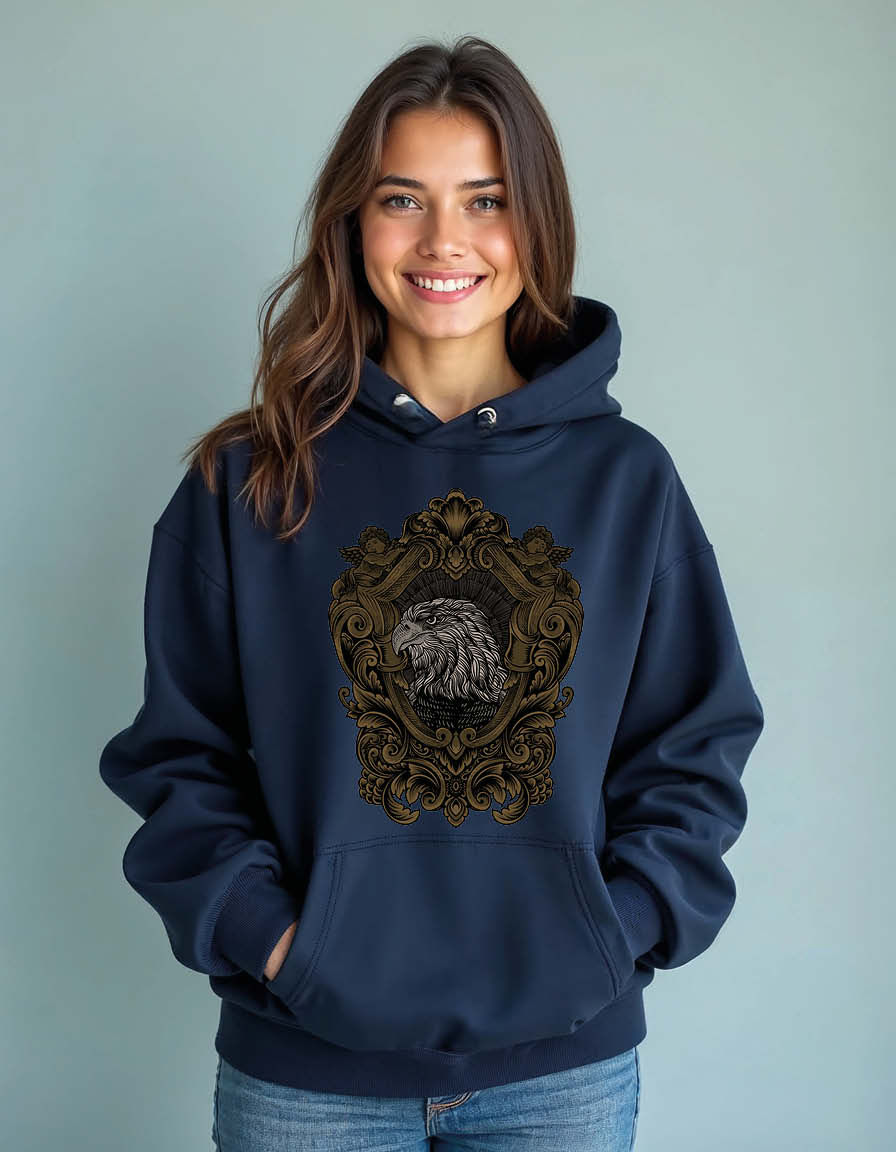 Thumbnail: vintage eagle with engraving style Unisex Graphic Printed Hoodies