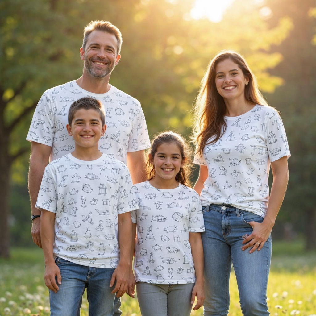 a graphic all-over family matching printed tees pack of 4
