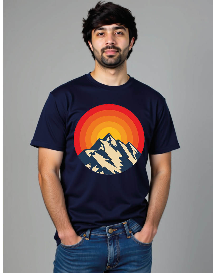 Thumbnail: sunset mountains silhouette vintage styled mountain mens printed graphic t shirt