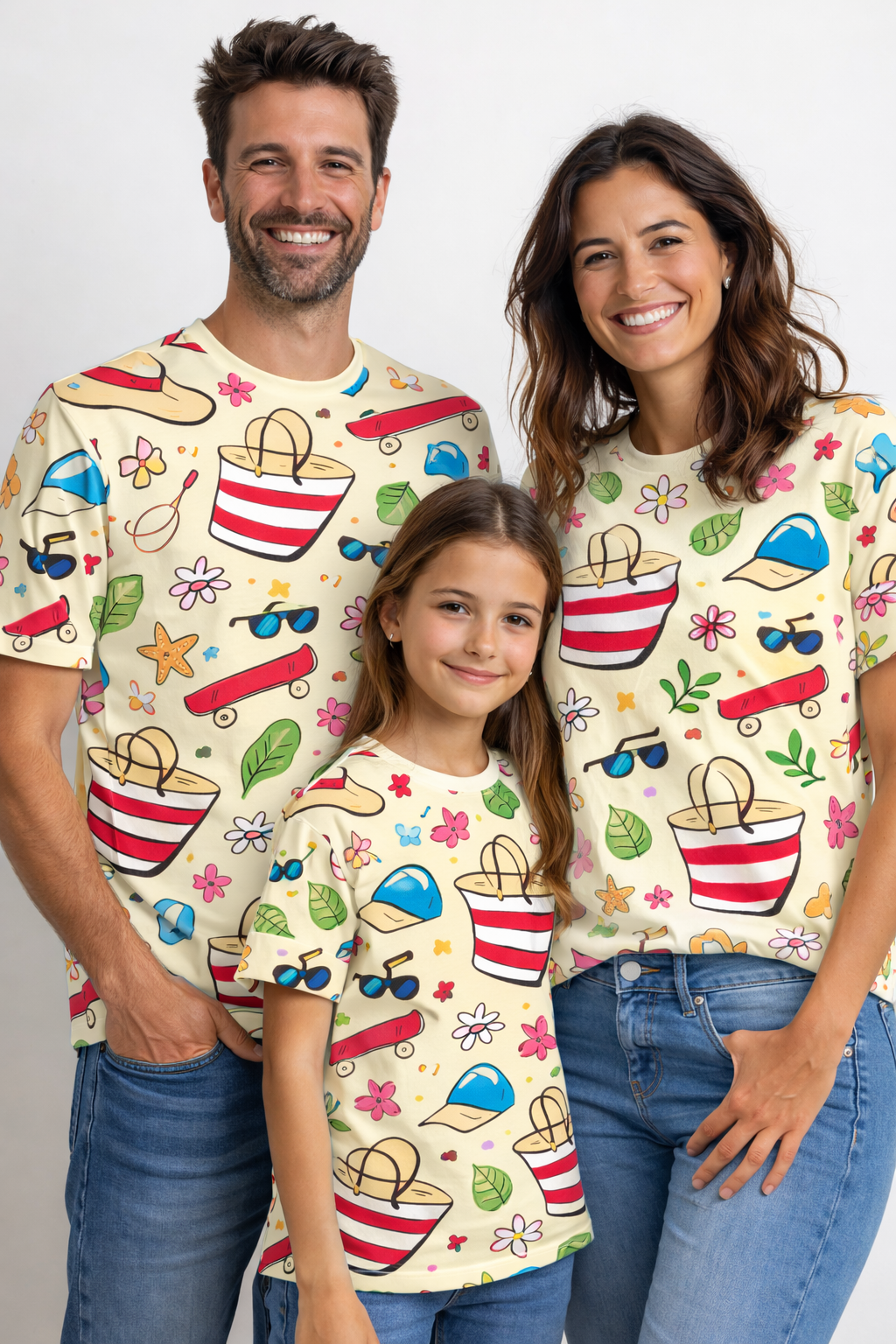 Family matching summer printed tees pack of 3