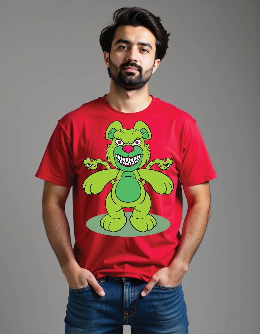 horror bear doll cartoon mens printed graphic t shirt