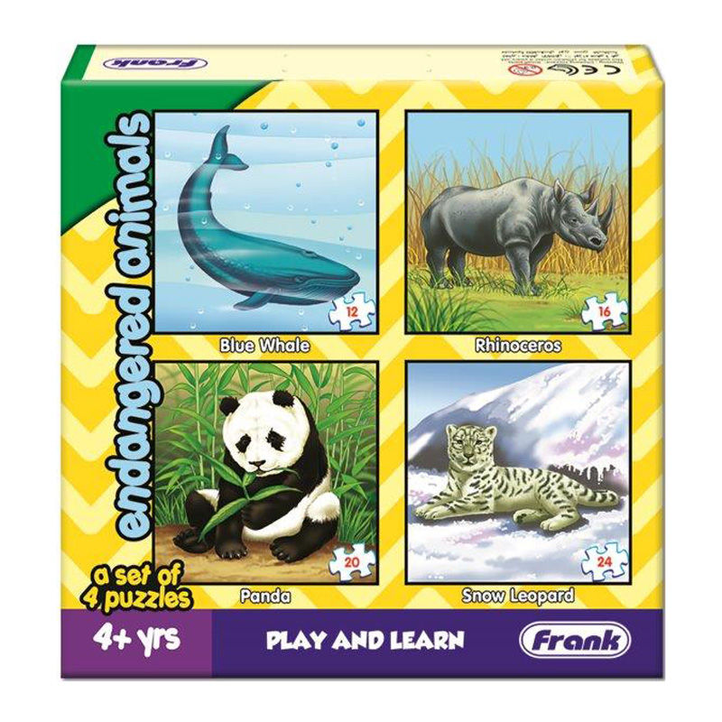 Endangered animals, 4 Puzzles 12,16,20,24pc