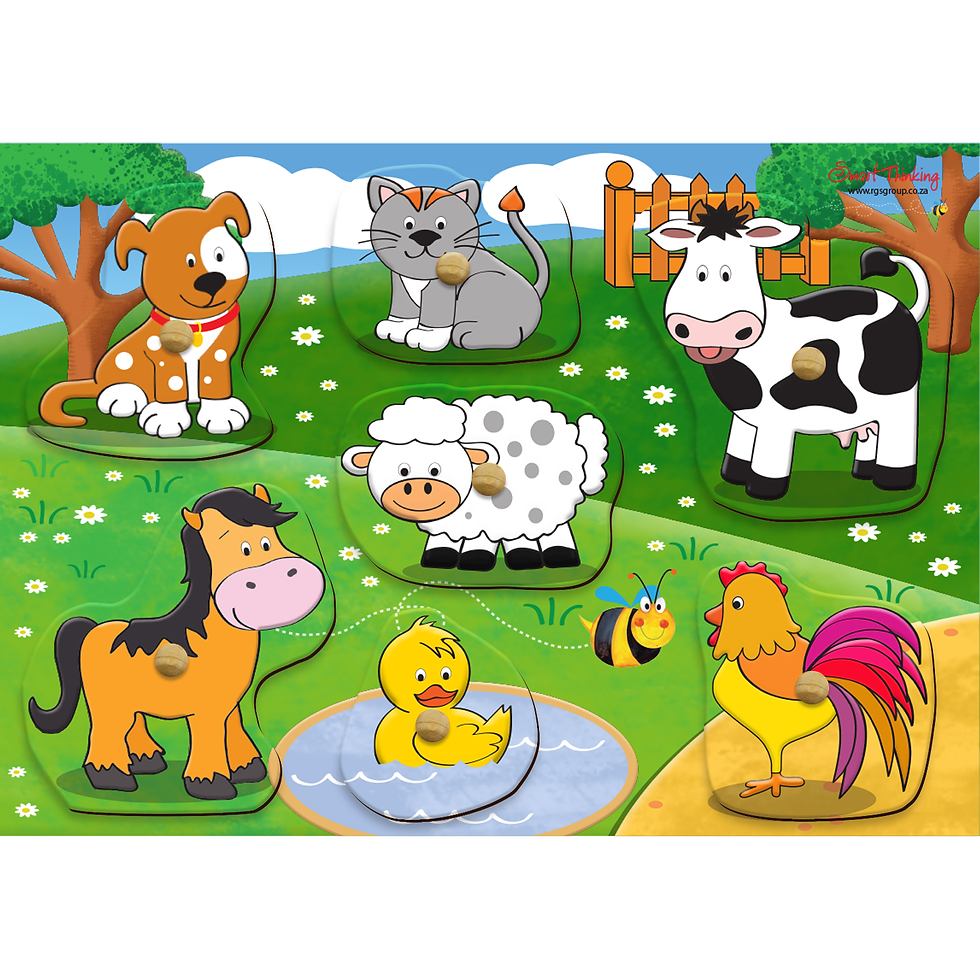 Farm Animals Peg Puzzle 7pc