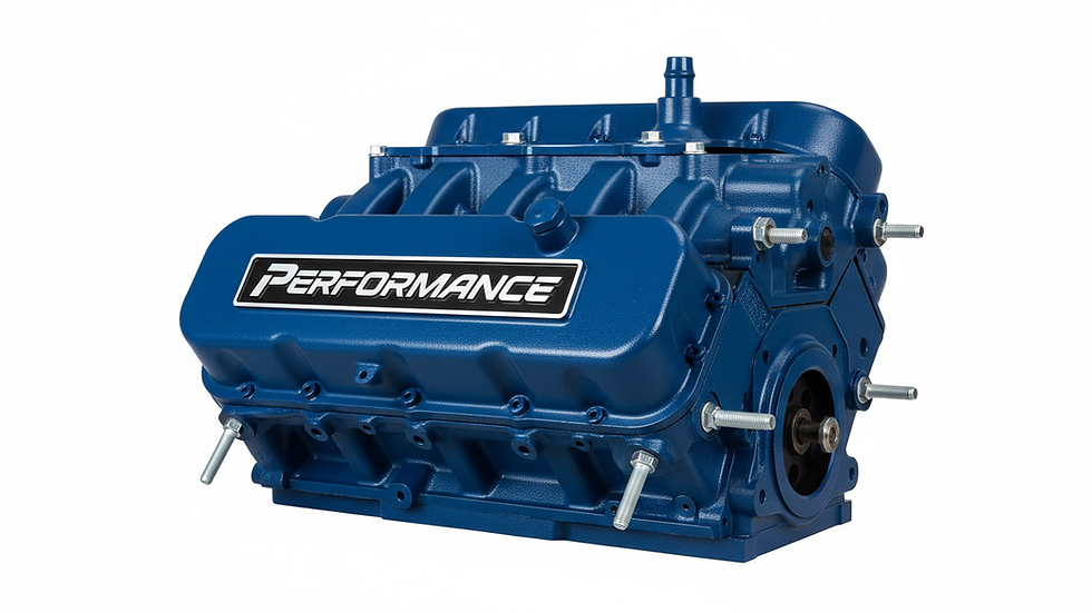 Close-up view of a freshly painted engine block with high-temp paint