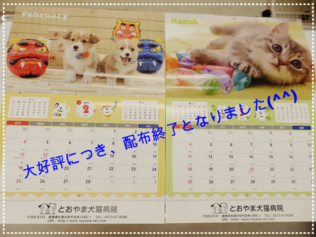 犬猫カレンダー配布終了のお知らせ