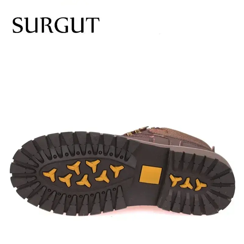 Thumbnail: SURGUT Brands Super Warm Men's Winter Leather Men English Rubber Snow Boots