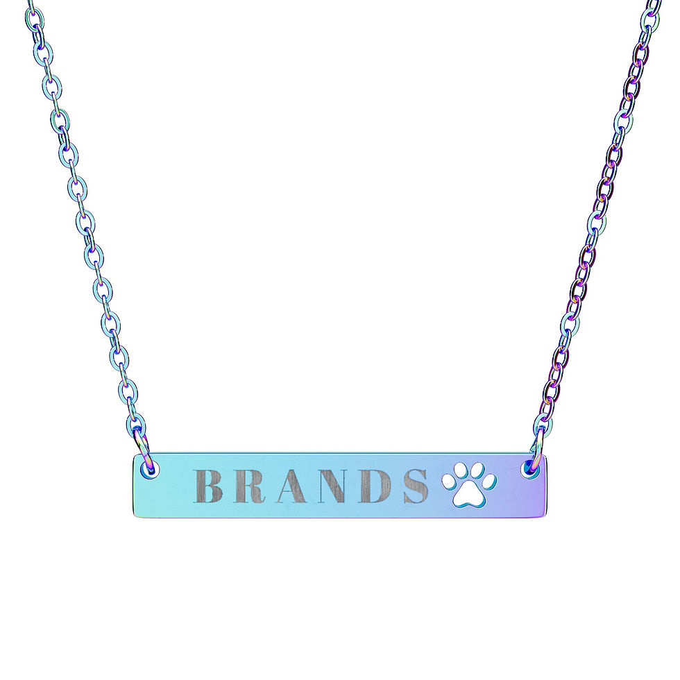 Thumbnail: Brands Paw Cutout Bar Necklace — Personalized Engraved Pet Pendant