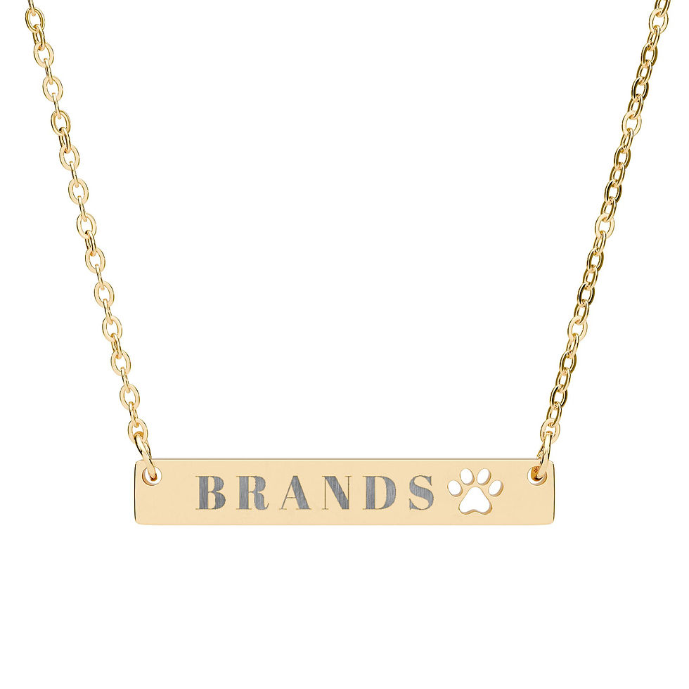 Thumbnail: Brands Paw Cutout Bar Necklace — Personalized Engraved Pet Pendant