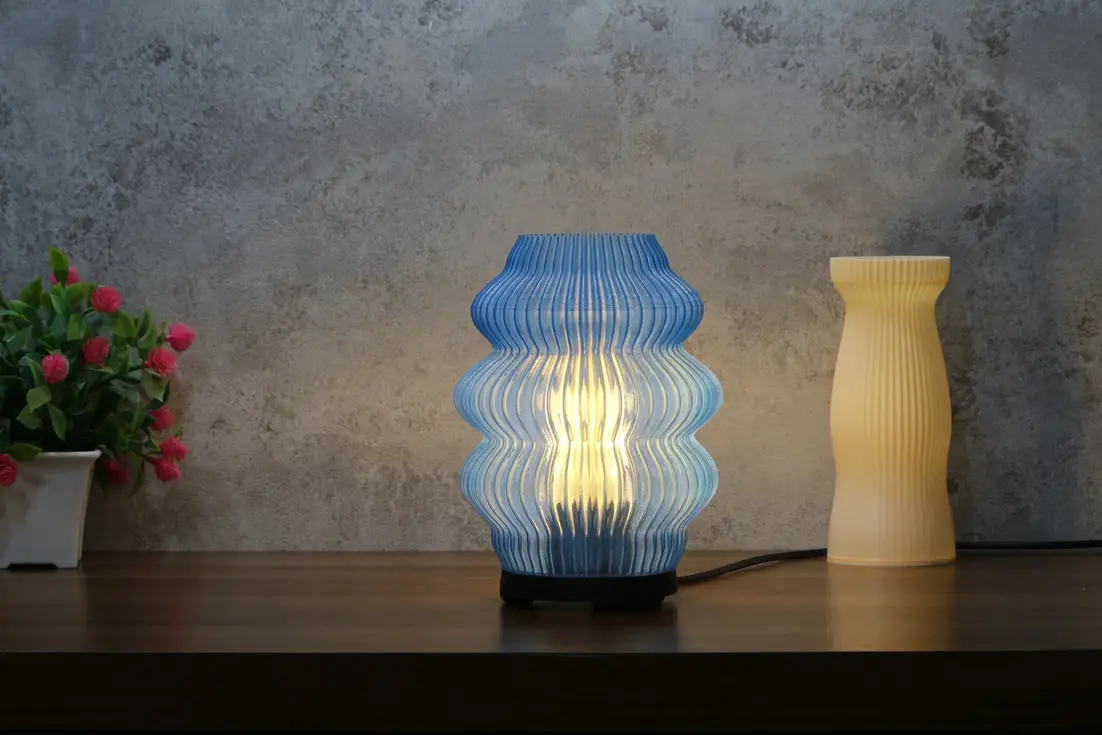Noir ripple lamp showing both the layers side by side great for soft lighting in the bedroom