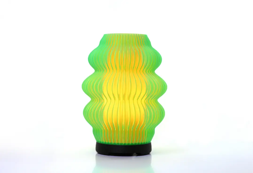 Noir ripple green lamp with white background