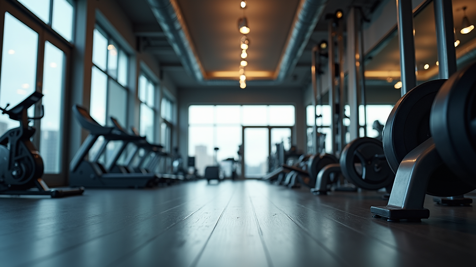 Eye-level view of a modern gym with fitness equipment