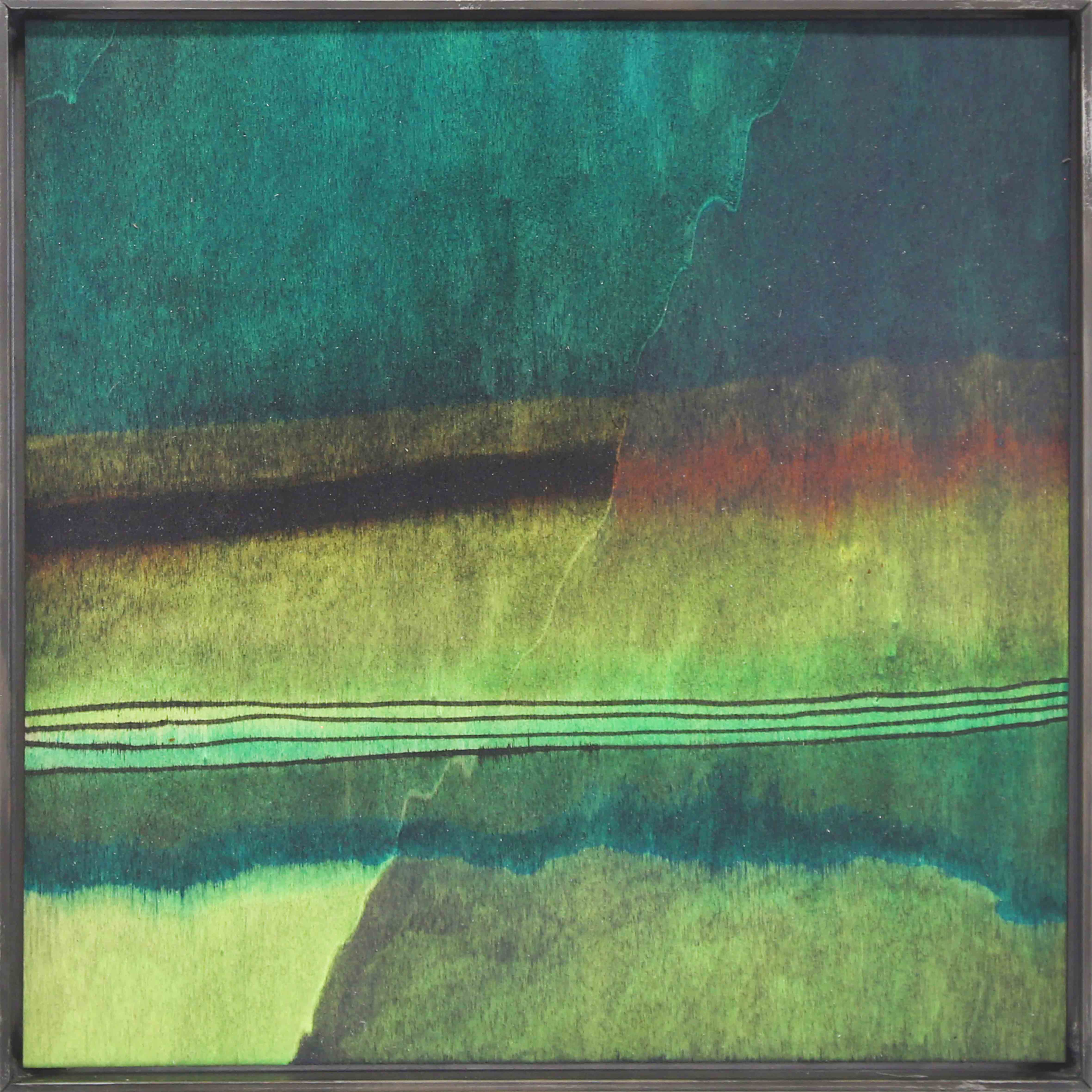 Berghang - 23cm x 23cm - ink on wood, steel frame