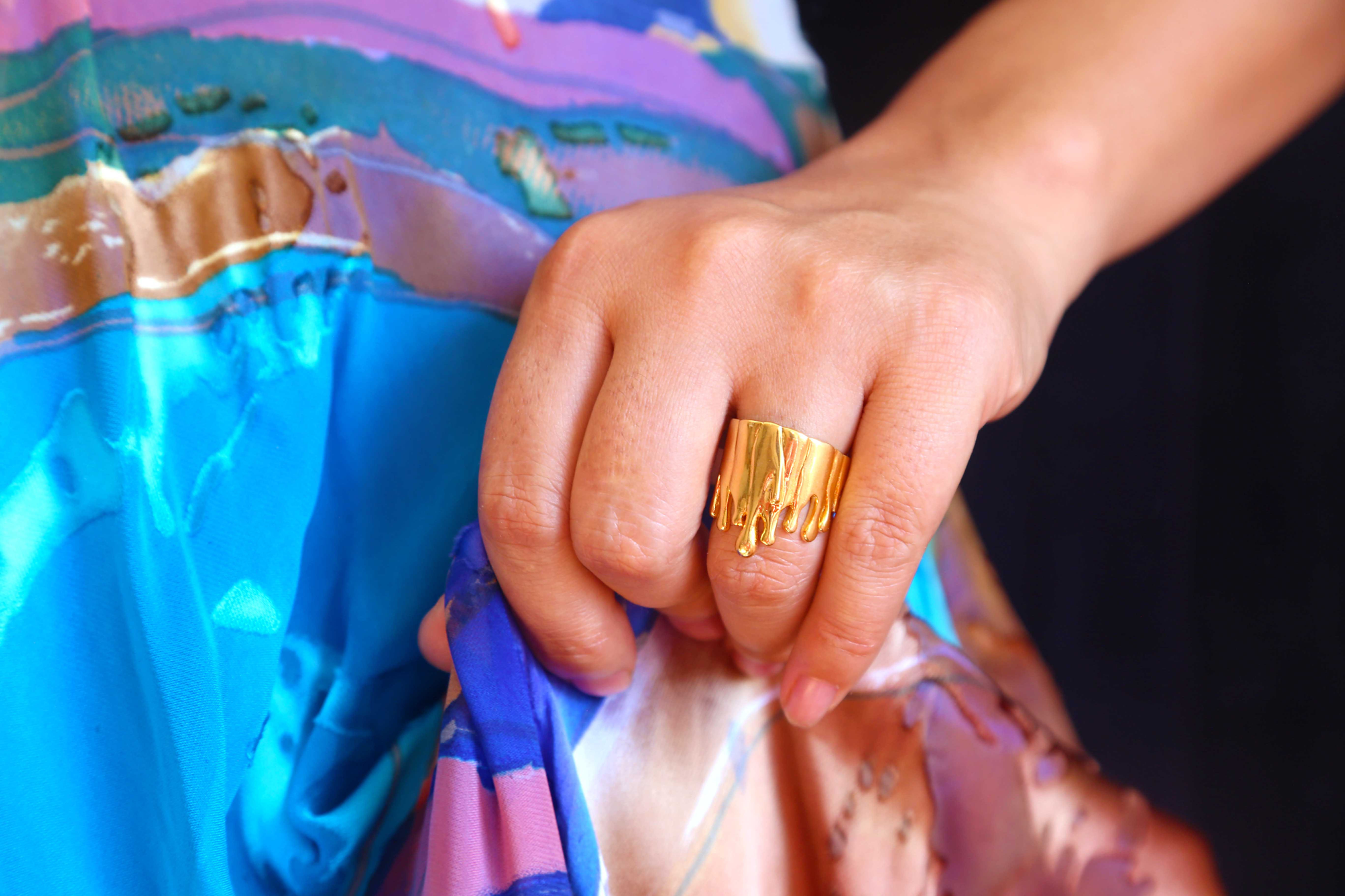 Gold Plated Sterling Silver Gravity Ring