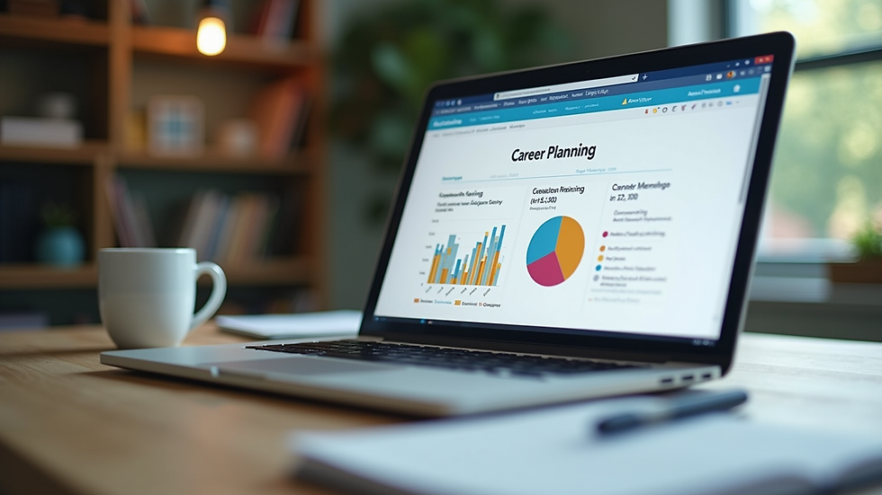 Close-up of a laptop screen showing a career planning document
