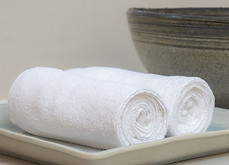 Rolled hotel towels