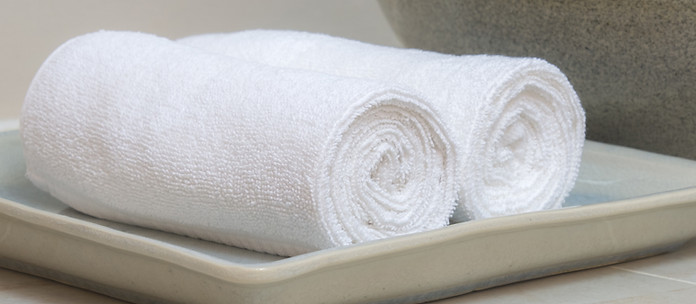 Rolled hotel towels