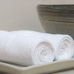 Rolled hotel towels