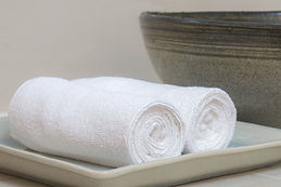 Rolled hotel towels
