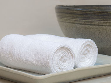 Rolled hotel towels