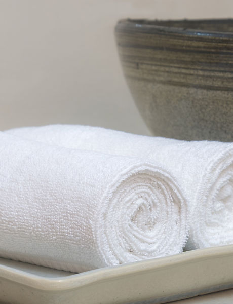 Rolled hotel towels