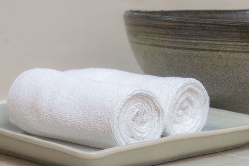 Rolled hotel towels