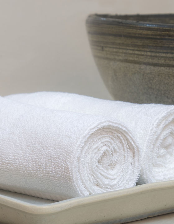 Rolled hotel towels