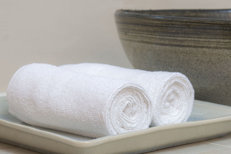 Rolled hotel towels