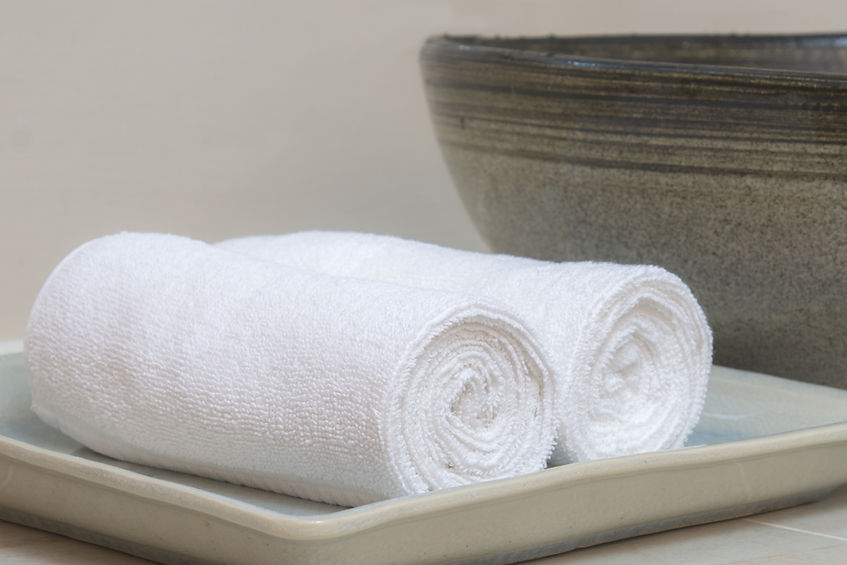 Rolled hotel towels